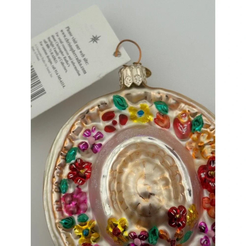 Vintage Christopher Radko Bonny Spring Floral Sun Hat Glass‎ Ornament 00-SP-60